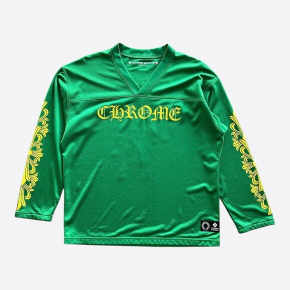 Chrome Hearts Green & Yellow Floral Nylon Mesh Longsleeve Jersey - Picture 1 of 3